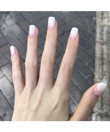 Brishow Coffin False Nails - White Short Gradient Acrylic Press on Nails for Women - 24pcs - Buy Online on SooperMarket.com