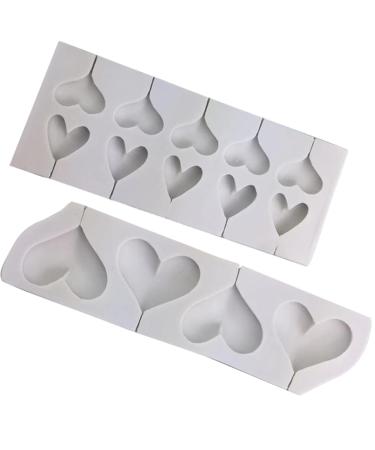 Alipis 2pcs Heart Shaped Silicone Mold Heart Lollipop Candy Molds Silicone Chocolate Molds Hard Candy Sucker Mold Heart Lollipop Molds Decor Clay Kitchen Supplies Silica Gel White Jelly
