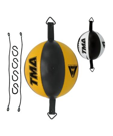 TMA Genuine Cow Hide Leather Double End Speed Ball Boxing Floor to Ceiling Punch Bag Yellow