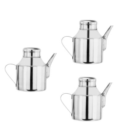 MAGICLULU 3pcs Sauce Pot Metal Oil Filter Pot Multipurpose 14.5X12X8.5CMx3pcs Silverx3pcs