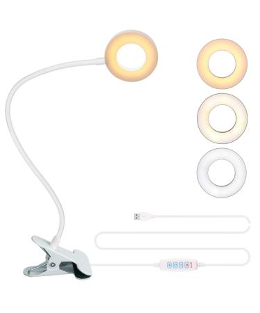 Bekada LED Desk Light with Clamp for Video Conference, USB Reading Light Laptop Light for Computer Webcam, Clip on LED Ring Light for Zoom Meetings , 3 Colors and 10 Dimming Level (White)