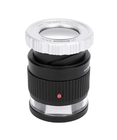 Intsun 30X Jewelers Loupe Magnifier with 6 LED Light Interchangeable Reticle Scale Illuminated Adjustable Focal Length Magnifying Glass for Textile Optical Embroidery Circuit Board Coins etc