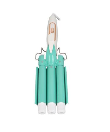 Curling Iron Wand with Ceramic Technology Easy Temperature Adjustment for All Hair Types Green (US Plug)
