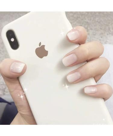 Brishow Coffin False Nails - White Short Gradient Acrylic Press on Nails for Women - 24pcs - Buy Online on SooperMarket.com