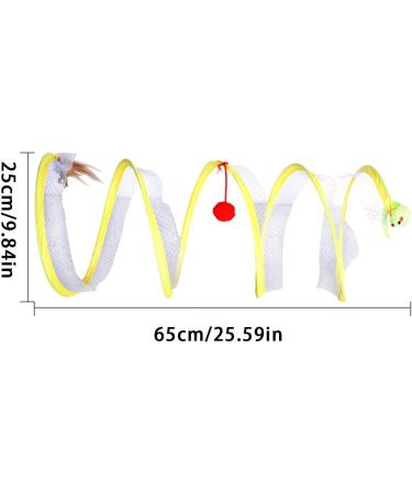 2pcs Cat Coil Toy Set - Foldable 65cm Kitten Play Tunnel with Plush Ball & Feather Stick - Multicolor Spiral Cat Toy Tunnel - Buy Online on SooperMarket.com