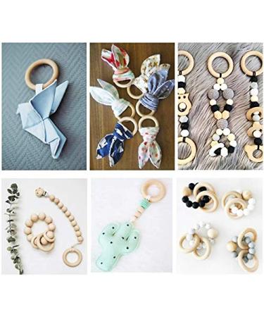 Organic Wooden Teething Rings - Set of 10 Smooth Teething Toys | 7cm & 5cm Diameter | Safe & Natural Baby Comfort - Buy Online on SooperMarket.com
