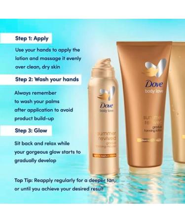 Dove Summer Revived Medium to Dark Gradual Tanning Lotion for a gradual tan and natural radiant glow non greasy self-tan for all skin types 200 ml x2 - Buy Online on SooperMarket.com