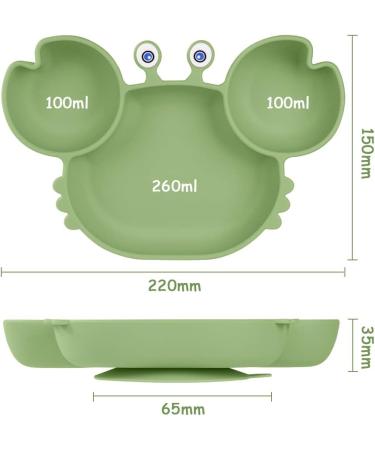 Vicloon Baby Suction Plate - Non Slip Silicone Toddler Plate for Self Feeding Training - Green Divided Plate for Highchairs Trays - Buy Online on SooperMarket.com