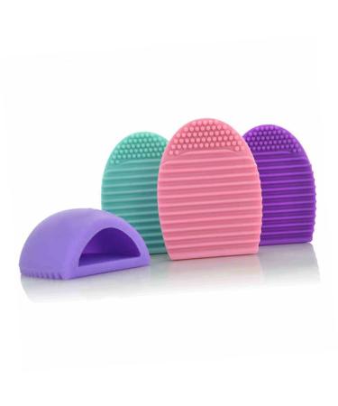 Didiseaon Silicone Cosmetic Brush Egg Makeup Brush Cleaner Mat Cleanser Washing Silicone Makeup Cleaner Silicone Brush Cleaner Cleaning Scrubber Electric Accessories Purple medium Purple