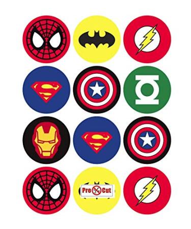 35 x Pre Cut Super Hero Cake Cupcake Toppers/Decorations Edible Wafer Paper