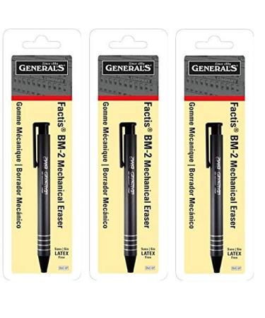 GENERAL PENCIL CO. GPBM2-BP Factis Pen Style Eraser Carded (3-Pack)