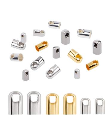 PH PandaHall 258pcs 3 Sizes Brass Cord Ends Caps Bead Loop Barrel Clasp Crimp Beads for Necklace Bracelet Making(Gold  Gunmetal  Silver) 3 Mixed Sizes 3 Colors Brass - 258pcs