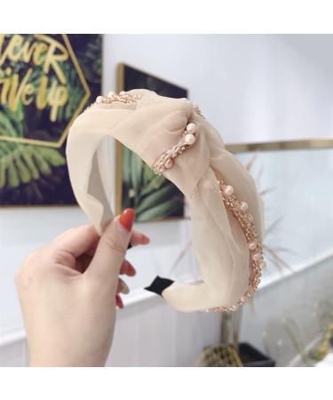 Wiwpar Beaded Knotted Headband - Khaki Boho Hair Accessories - Buy Online on SooperMarket.com