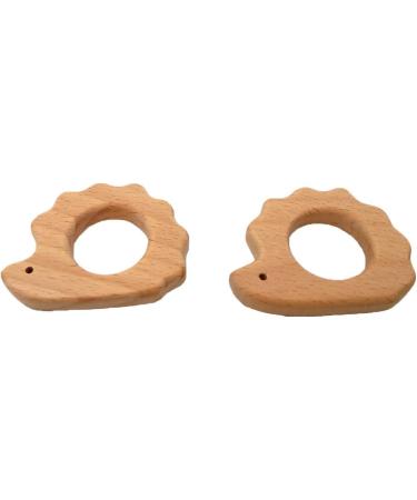 Organic Wooden Hedgehog Teether Toys - Set of 2 | Handmade Baby Beaded Teething Toy | Food Grade Materials - Perfect Baby Shower Gift - Buy Online on SooperMarket.com