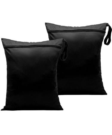 2Pcs Wet Dry Bags 11.6x13.8 inch Wet Dirty Laundry Bag Waterproof Dry Wet Bag Cloth Nappy Wet Bags Changing Bag Organiser Pouches Cloth Diaper Bag for Babies Swimming Camping Travel Gym Workout Beach 2Pcs-30*35cm-black