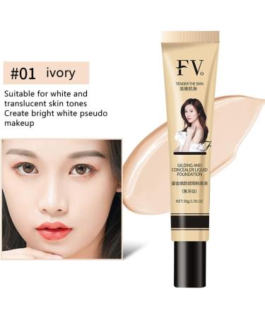 BTSEURY Full Coverage Liquid Foundation 30g - Ivory | Waterproof & Long Lasting Makeup Base Cream - Buy Online on SooperMarket.com