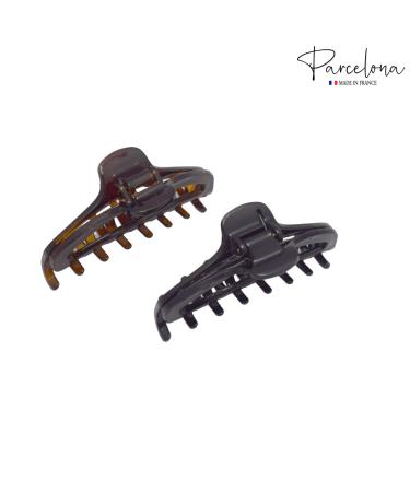 Parcelona French Slim Small Tortoise Shell Celluloid Hair Claw Clip - Brown/Black - Buy Online on SooperMarket.com