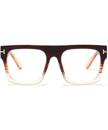 Jurchio Unisex Classic Vintage Space Glasses Frame | Clear Lens Glasses for Men & Women | Includes Glasses Case - Brown - Buy Online on SooperMarket.com