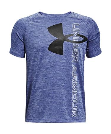 Under Armour Boys' Tech Split Logo Hybrid Short-Sleeve T-Shirt Royal Blue (400)/Black Large