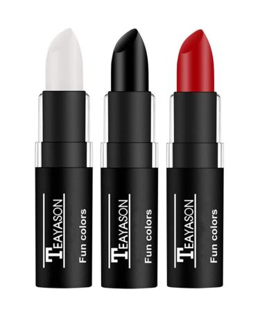 Go Ho 3 PCS Makeup Clown White Cream-Blendable Stick - Eye Black Sticks Face Body Paint Professional Halloween SFX Makeup,Safe Facepaint Nose&Lip Smacking for Sports Festival or Stage Makeup(White+Black+Red) White+Black+Red Stick
