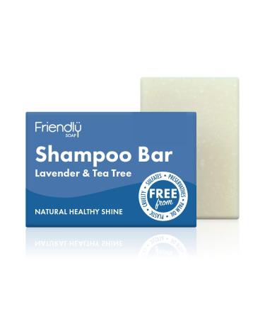 Friendly Soap - Lavender & Tea Tree Shampoo Bar (95g) Natural Healthy Shine Nourishing Moisturising Soothing Plant-Based Cruelty-Free Made By Hand No SLS or Parabens Sustainable