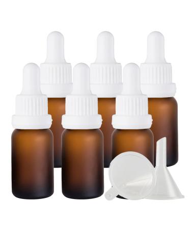 Zeoabsy 6 pieces 15 ml frosted brown las pipette bottle with white originality lock pipette ring empty clear glass bottle glass pipette drip bottles for essential oils aromatherapy 15ml brown