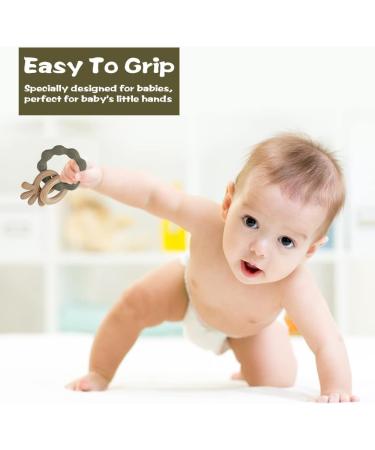 Vicloon Octopus Teething Toy for Baby | Silicone and Wood Chew Toy | Easy to Hold and Clean | Teether Chewlery for Boys & Girls (Green) - Buy Online on SooperMarket.com