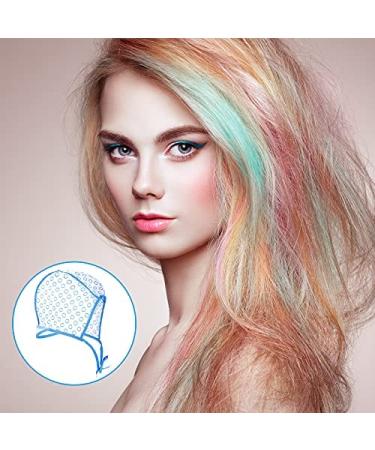 6-Piece Highlight Hair Cap Set with Needles | Salon Hair Coloring & Highlighting Dye Cap Kit | Hairdressing Tool in Purple, Blue, Pink - Buy Online on SooperMarket.com