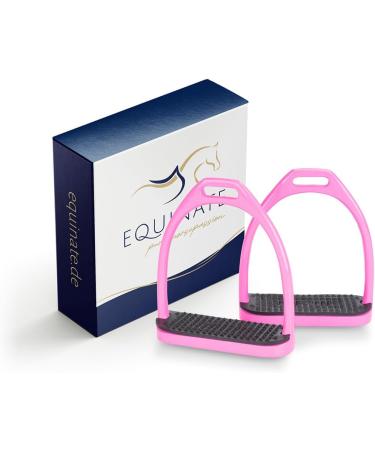 Equinate Stirrups Midway 10cm Pink - Anti-Slip Rubber Tread for Adults & Children - Set of 2 - International Shipping Available - Buy Online on SooperMarket.com