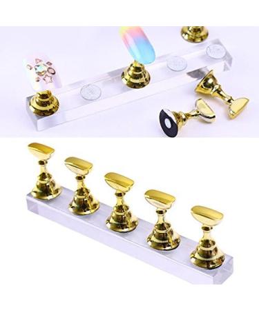 New Magnetic Acrylic Manicure Tools Nail Practice Hand Nail Exercise Base Nail Supplies Nail Tips Gold Display Stand - Buy Online on SooperMarket.com