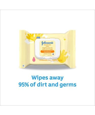 Johnson s Hand and Face Baby Cleansing Wipes for Sensitive Skin Alcohol Free Travel Pack 25 Count 25 count (Pack of 1) Hand & Face - Buy Online on SooperMarket.com