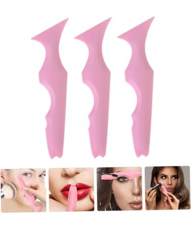 Mikinona 3pcs Silicone Beauty Ruler Eyeliner Pencil Eyeshadow Stencils Aid Makeup Guide Stencils Puzzle Bevel 15X4.15CM Pink-2 - Buy Online on SooperMarket.com