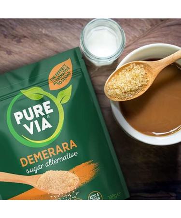 Pure Via Demerara Sugar Alternative with Erythritol and Stevia vegan & keto friendly 5 x 200g - Buy Online on SooperMarket.com