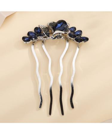 Missgrace Blue Crystal Rhinestone Flower Hair Comb for Bride - Wedding Prom Hair Accessory - Buy Online on SooperMarket.com