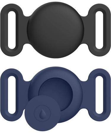 Vancle 2-Piece Silicone Airtag Case for Dog Collar - Waterproof Pet Loop Holder Black & Navy Blue - Buy Online on SooperMarket.com