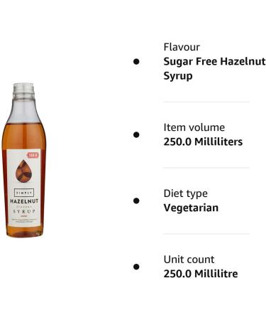 Simply Sugar Free Hazelnut Syrup 250 ml - Buy Online on SooperMarket.com