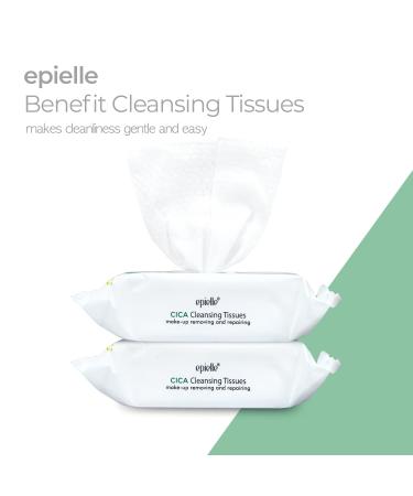 Epielle Makeup Remover Cleansing Tissues | Alcohol-Free | Cica | Removes Makeup & Mascara | 30 Count x 6 Value Pack - Buy Online on SooperMarket.com