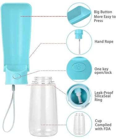 Emwel Foldable Water Bottles for Dogs - Leak-Proof 550ml Portable Puppy Dispenser for Travel Hiking & Walks - Buy Online on SooperMarket.com