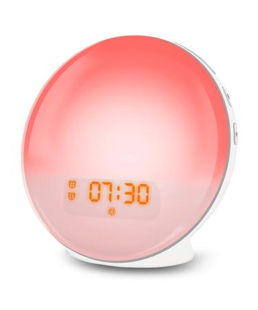 Light alarm clock LED WAKE UP LIGHT alarm clock with sunrise simulation daylight alarm clock FM radio alarm clock with light 7 colors 7 alarm tones alarm clock children alarm clock digital watch nighttail lamp