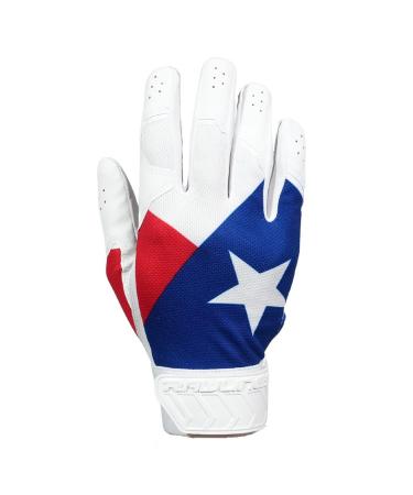 Rawlings 5150 Adult Baseball Batting Gloves Series M White Texas Flag