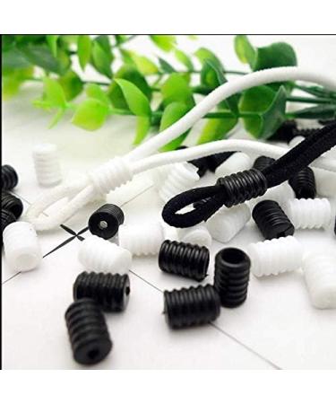 Penta Angel Cord Locks Toggles 100Pcs Black & White Silicone Adjustable Non Slip Stopper - Soft Plastic Round Elastic Buckle for Drawstring Rope - Buy Online on SooperMarket.com