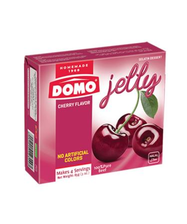 Lebanese Domo Cherry Jelly Pack of 6 x 85g | Halal Instant Jelly Powder Easy to Prepare Great for Desserts | Sugar Free Fat Free | No Artificial Colours