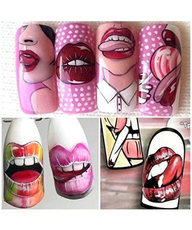 Nail Angel Water Decals - 9 Sheets Beauty Transfer Stickers for Nail Art - Unique Lip Patterns for Manicure & Pedicure - 10190 - Buy Online on SooperMarket.com