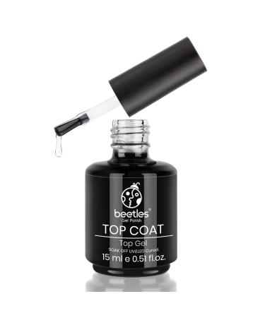 Beetles Gel Polish Gel No Wipe Top Coat - Shine Finish and Long Lasting, Soak Off Nail Lamp Gel, 15ml Gel Top Coat