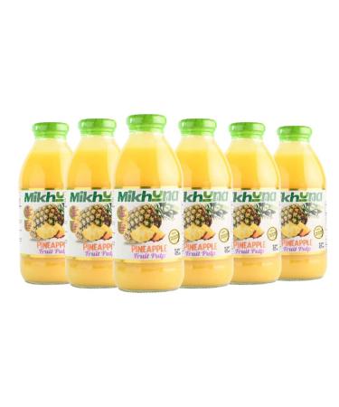 Mikhuna Pineapple Fruit Pulp Pack of 6-475ml per Unit for Juice Smoothies Desserts Ice Cream Cocktails Sauces