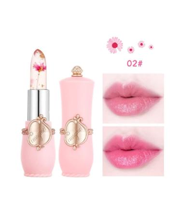 Paminify 2Pcs Jelly Clear Crystal Flower Magic Lipstick Color Changing Tinted Lip Balm - Nourishing Moisturizing Lip Stick with Flower Inside | PH Temperature Color Change Labial Magicos 01+02 - Buy Online on SooperMarket.com