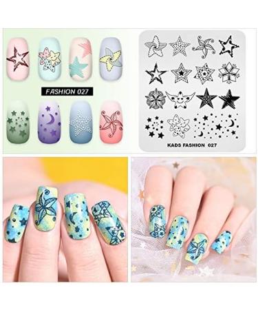 Alexnailart Nail Stamping Printing Plate Template Image Plate Stamper Scraper Star Pentagram Pattern Nail Art Decoration DIY Print Manicure Design FA027 - Buy Online on SooperMarket.com