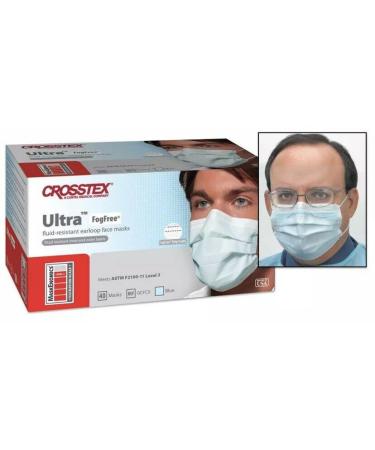 Crosstex CR-GCFCX Ultra Fogfree Earloop Mask Blue (Pack of 40)