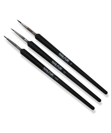 Brush set 3-piece for nail art onestroke brush painting size 0 + 00 + 000