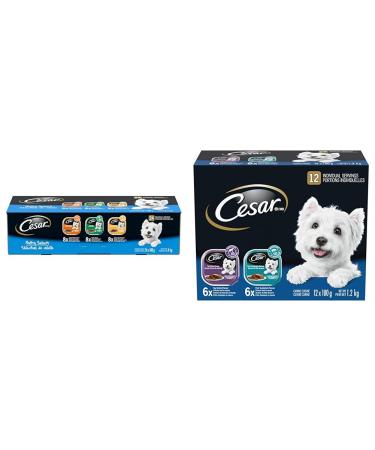 CESAR Classic Loaf in Sauce Adult Wet Dog Food Poultry Selects Variety Pack & Adult Wet Dog Food Classic Loaf in Sauce Entr es - Pork Tenderloin - Top Sirloin 100g Tray (12 Pack)